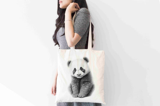 Personalised Sketchy Panda Design Tote Bag | Custom Gift