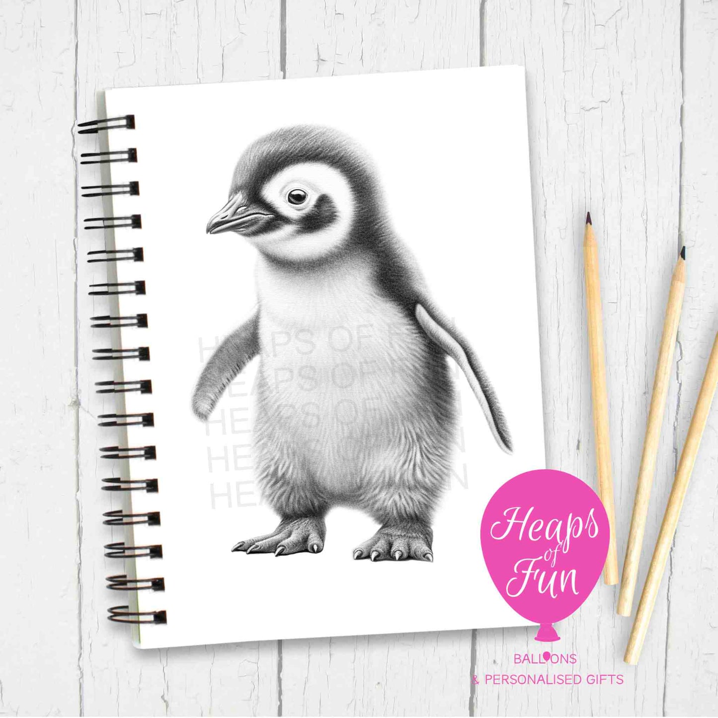 A5 Personalised Penguin Notebook – Cute Wildlife Journal - Sketchy Design