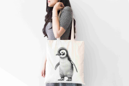 Personalised Sketchy Penguin Design Tote Bag | Custom Gift