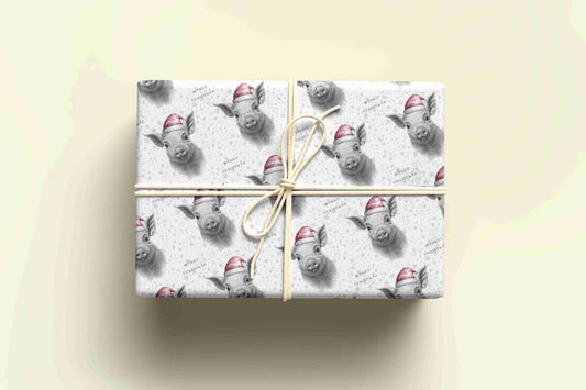 Personalised Sketchy Pig Christmas Wrapping Paper – Unique, Custom Gift Wrap