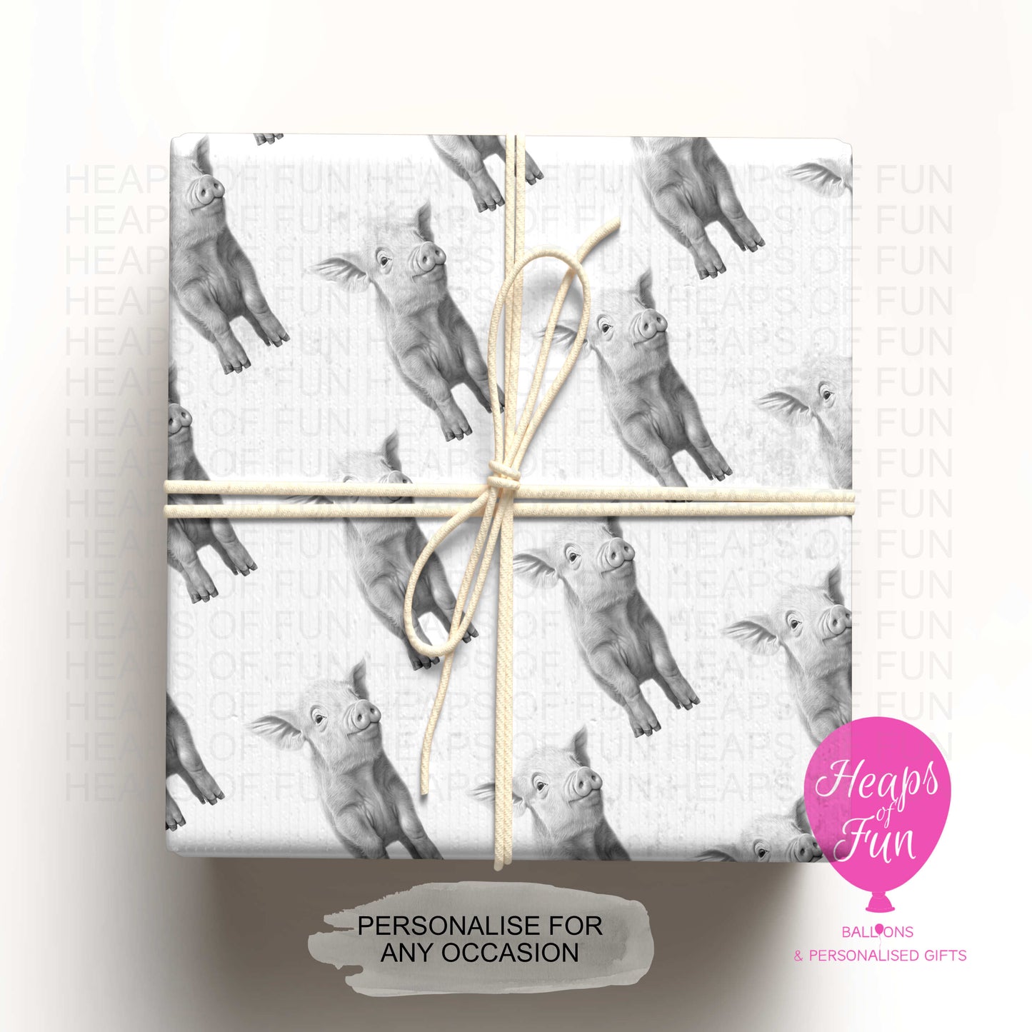 Personalised Pig Wrapping Paper – Custom Name Gift Wrap for Birthday, Retirement ,  & Any Special Occasion,  Farm Animal Gift Wrap , From £2.99