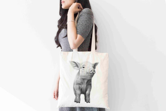 Personalised Sketchy Pig Design Tote Bag | Custom Gift