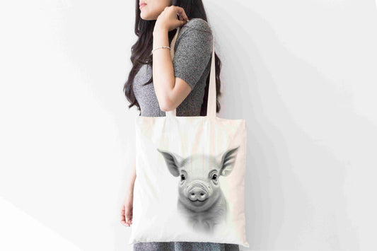 Personalised Sketchy Pig Design Tote Bag | Custom Gift