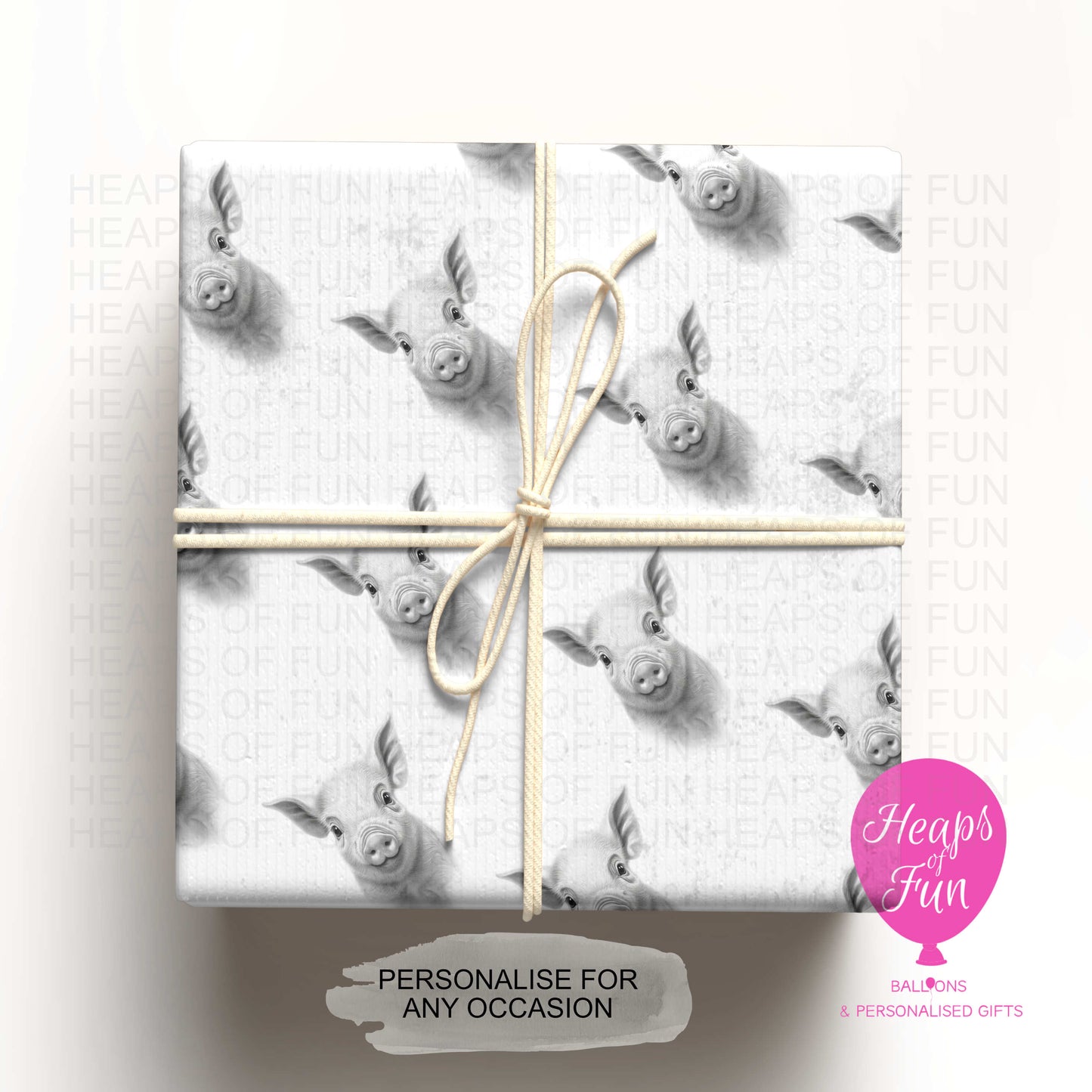 Personalised Pig Wrapping Paper – Custom Name Gift Wrap for Birthday, Retirement ,  & Any Special Occasion,  Farm Animal Gift Wrap , From £2.99