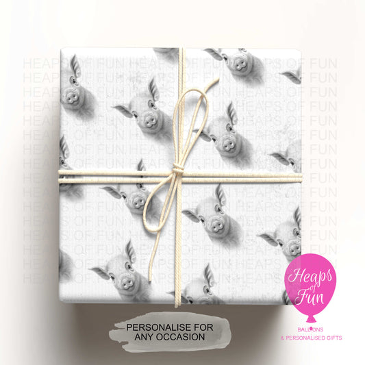 Personalised Pig Wrapping Paper – Custom Name Gift Wrap for Birthday, Retirement ,  & Any Special Occasion,  Farm Animal Gift Wrap , From £2.99