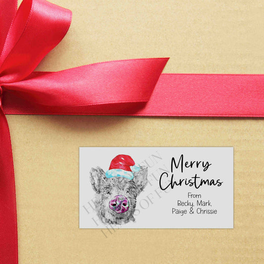 Personalised Pig Christmas Stickers
