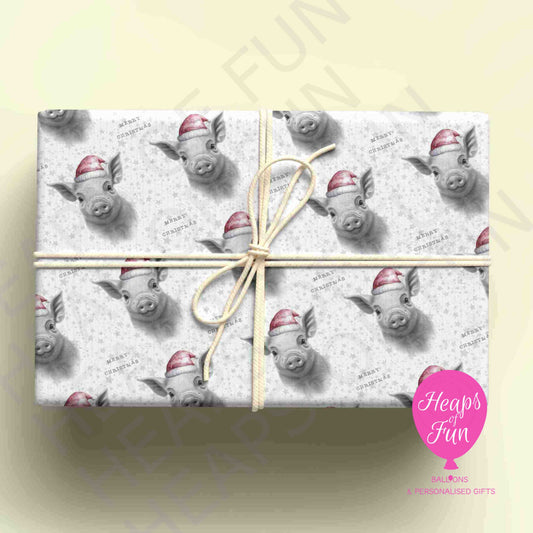 Personalised Pig Christmas Wrapping Paper – Custom Name Gift Wrap