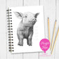 A5 Personalised Piglet Notebook – Cute Farm Animal Journal - Sketchy Design