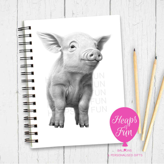 A5 Personalised Piglet Notebook – Cute Farm Animal Journal - Sketchy Design