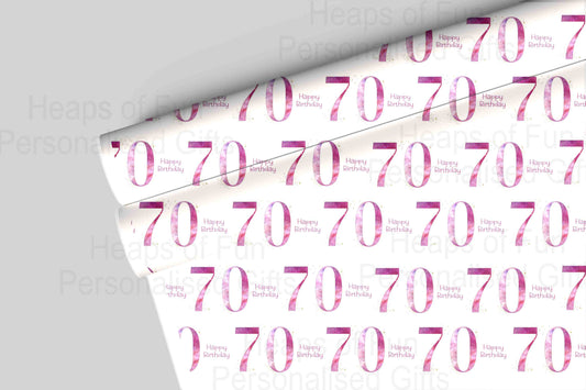 70th Birthday Wrapping Paper - Pink or Blue