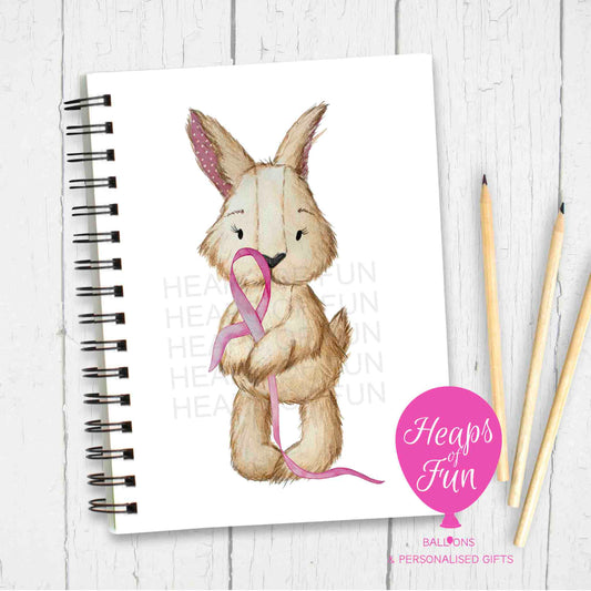 Pink Ribbon Awareness Notebook – Bunny Design Journal