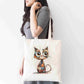 Quirky Patchwork Cat Tote Bag – Whimsical Colourful Animal Design