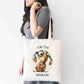 Quirky Patchwork Dog Tote Bag – Funny “I’m Fine” Design