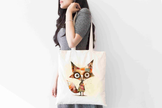 Quirky Patchwork Fox Tote Bag – Eco-Friendly Funny Animal Bag