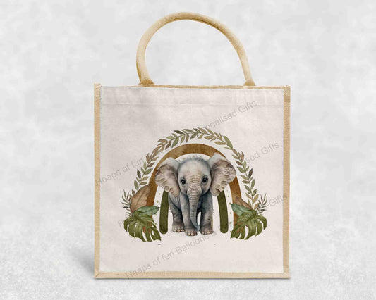 Safari Elephant Rainbow Eco-Friendly Jute Bag