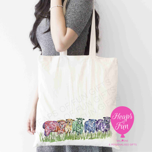 Colourful Rainbow Sheep Design Tote Bag – Eco-Friendly & Eye-Catching
