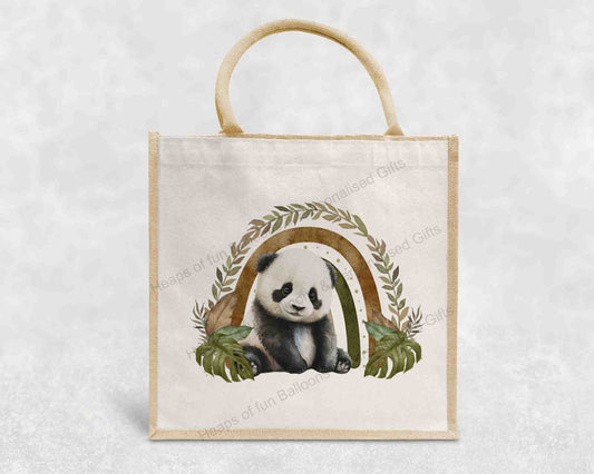 Safari Panda Rainbow Eco-Friendly Jute Bag