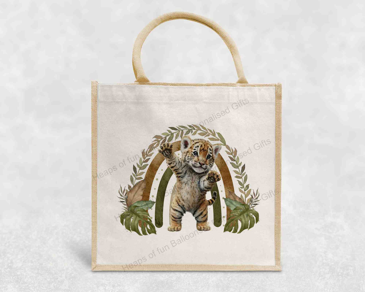 Safari Tiger Rainbow Eco-Friendly Jute Bag