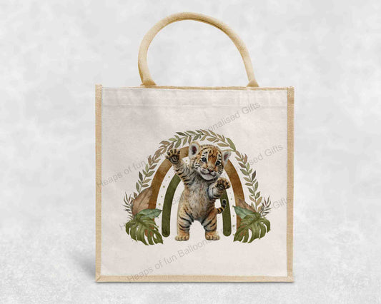 Safari Tiger Rainbow Eco-Friendly Jute Bag