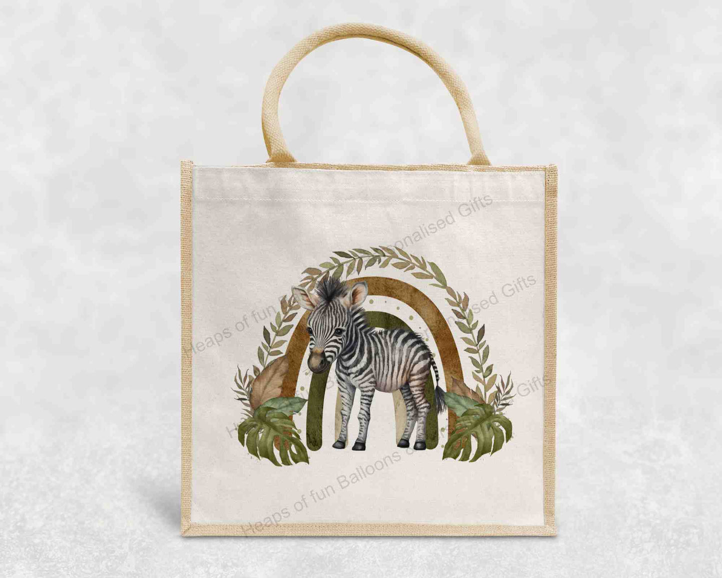 Safari Zebra Rainbow Eco-Friendly Jute Bag