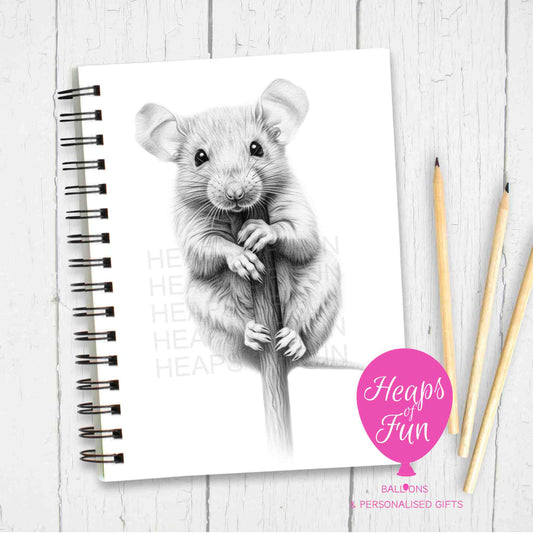 A5 Personalised Rat Notebook – Cute Animal Journal - Sketchy Design
