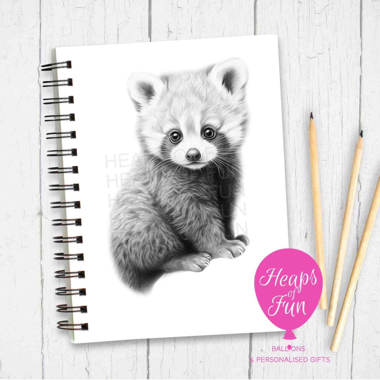 A5 Personalised Red Panda Notebook – Cute Animal Journal - Sketchy Design