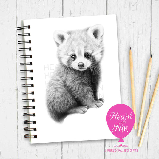 A5 Personalised Red Panda Notebook – Cute Animal Journal - Sketchy Design