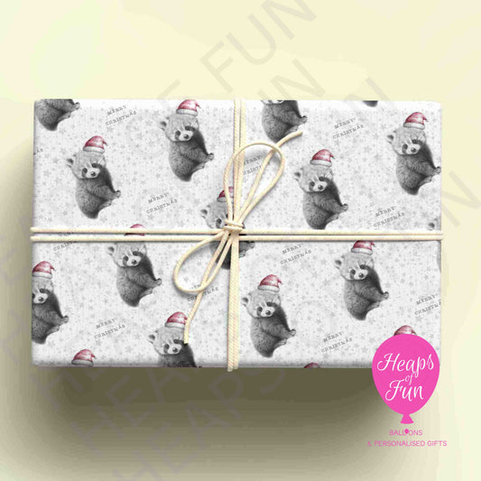 Personalised Red Panda Christmas Wrapping Paper – Custom Name Gift Wrap