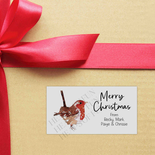 Personalised Robin Christmas Stickers