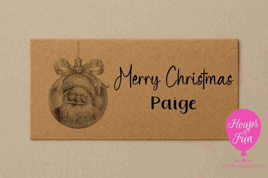 Personalised Santa Bauble Christmas Envelope – Perfect for Gifting Money, Vouchers & Gift Cards