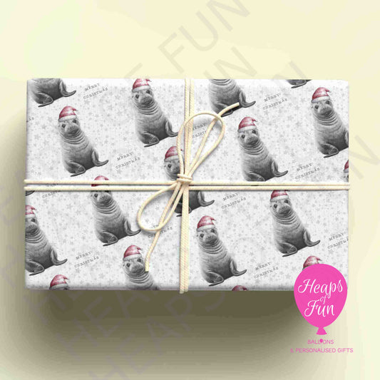 Personalised Seal Christmas Wrapping Paper – Custom Name Gift Wrap