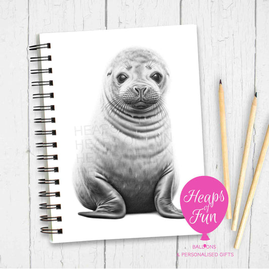 A5 Personalised Seal Pup Notebook – Cute Ocean Animal Journal - Sketchy Design
