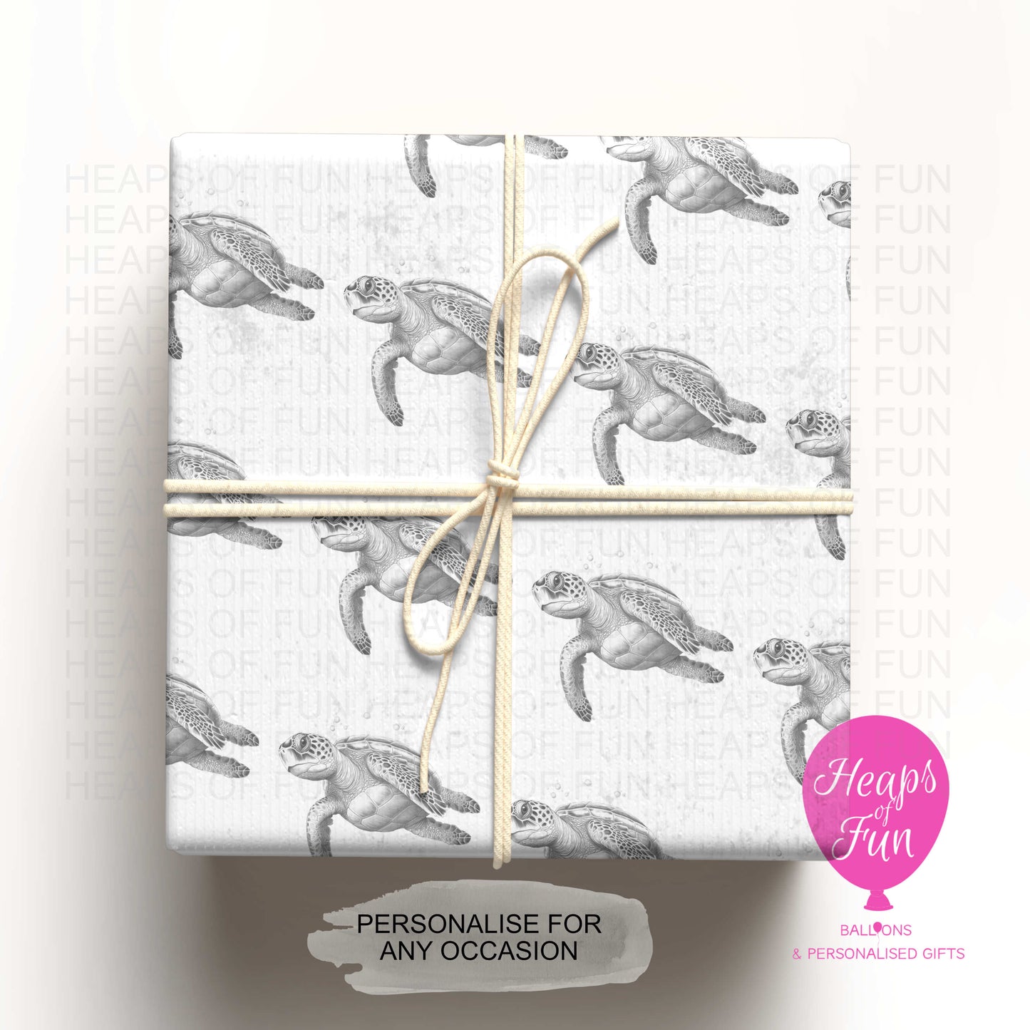 Personalised Sea Turtle Wrapping Paper – Custom Name Gift Wrap for Birthday, Retirement ,  & Any Special Occasion,   Animal Gift Wrap , From £2.99