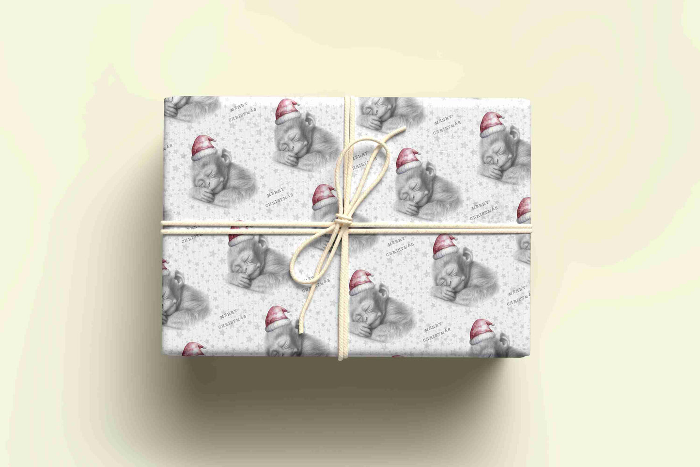 Personalised Sketchy Sleeping Monkey Christmas Wrapping Paper – Unique, Custom Gift Wrap