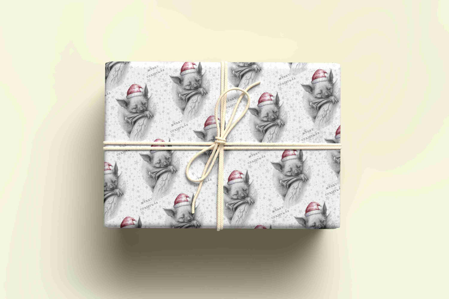 Personalised Sketchy Sleeping Bat Christmas Wrapping Paper – Unique, Custom Gift Wrap