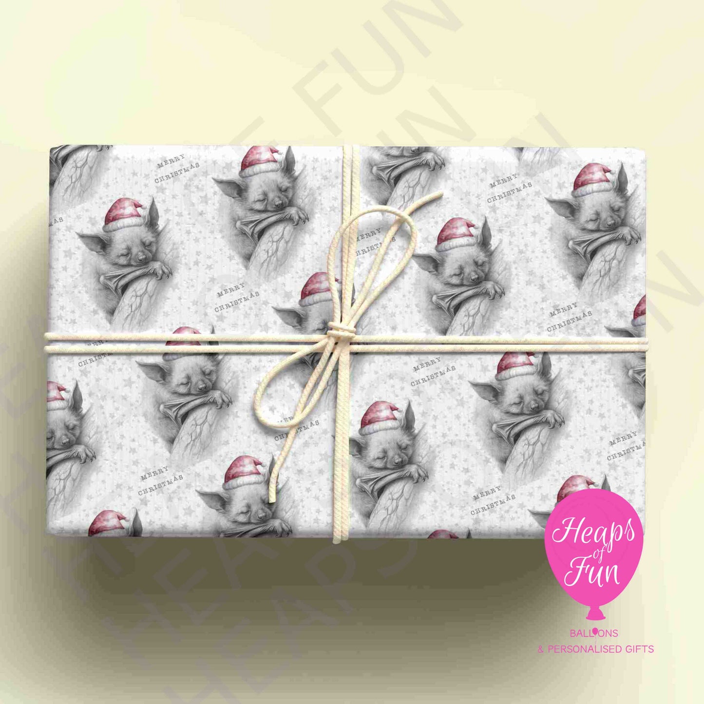 Personalised Bat Christmas Wrapping Paper – Custom Name Gift Wrap