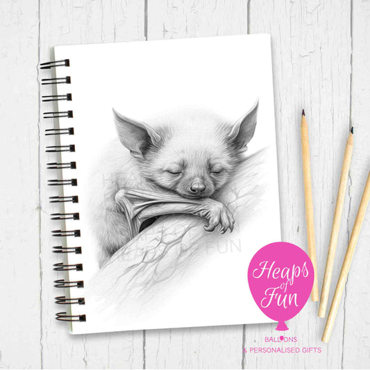 A5 Personalised Sleeping Bat Notebook – Gothic Animal Journal - Sketchy Design