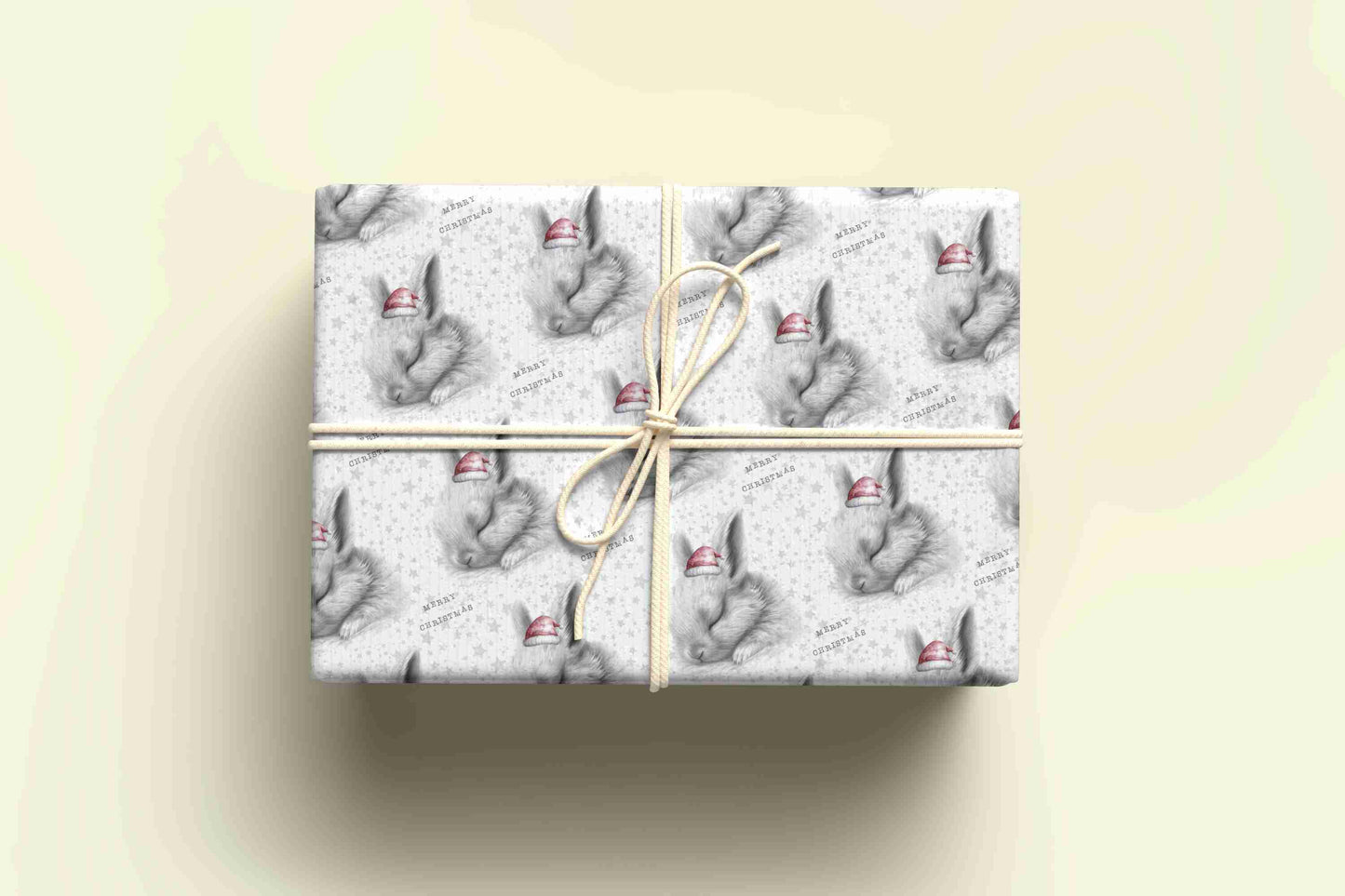 Personalised Sketchy Sleeping Bunny Christmas Wrapping Paper – Unique, Custom Gift Wrap