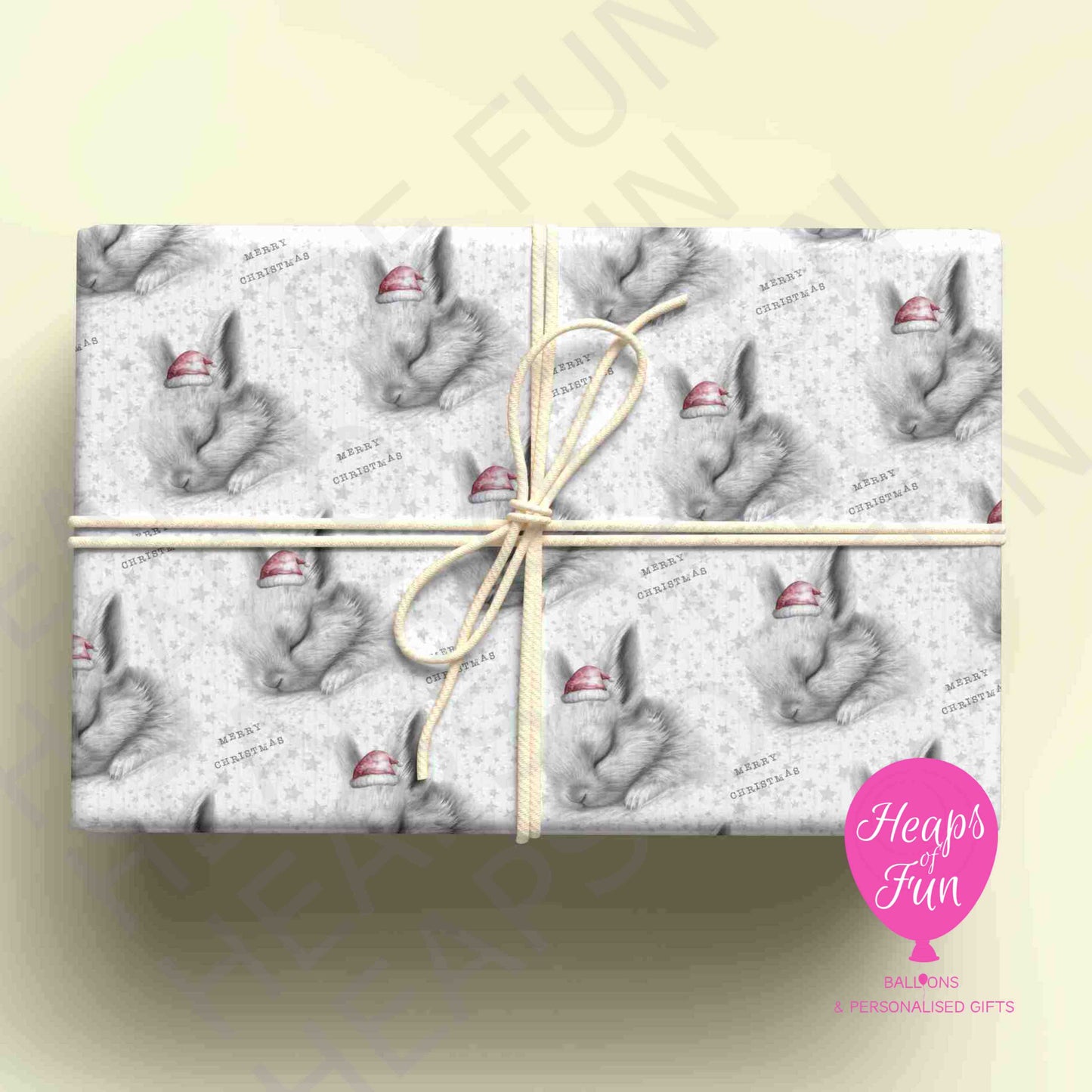 Personalised Bunny Christmas Wrapping Paper – Custom Name Gift Wrap