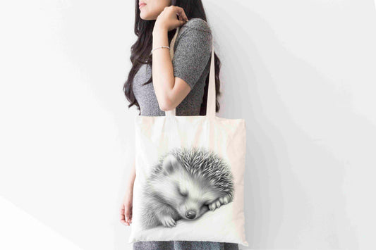 Personalised Sketchy Sleeping Hedgehog Design Tote Bag | Custom Gift