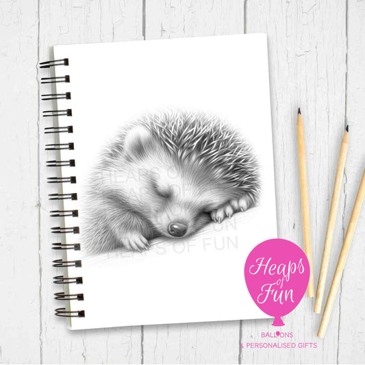 A5 Personalised Sleeping Hedgehog Notebook – Woodland Animal Journal- Sketchy Design