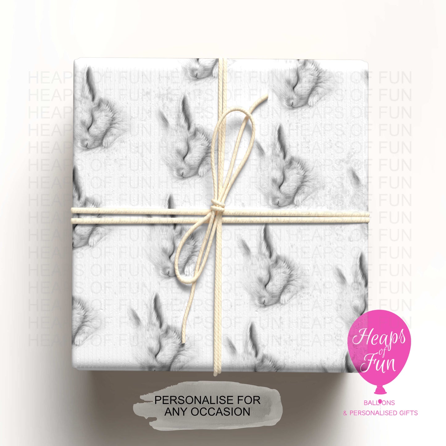 Personalised Sleeping Rabbit Wrapping Paper – Custom Name Gift Wrap for Birthday, Retirement ,  & Any Special Occasion,   Animal Gift Wrap , From £2.99