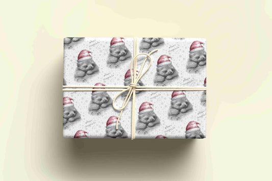 Personalised Sketchy Sleeping Sloth Christmas Wrapping Paper – Unique, Custom Gift Wrap