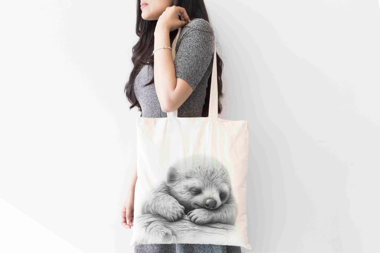 Personalised Sketchy Sleeping Sloth Design Tote Bag | Custom Gift