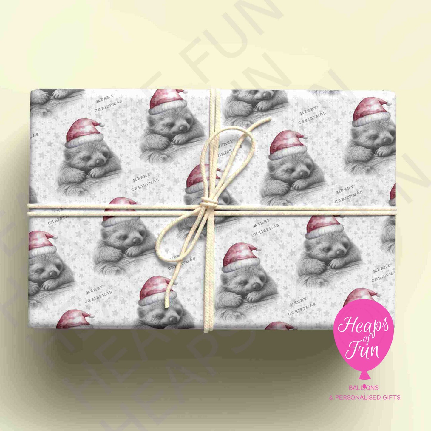 Personalised Sleeping Sloth Christmas Wrapping Paper – Custom Name Gift Wrap
