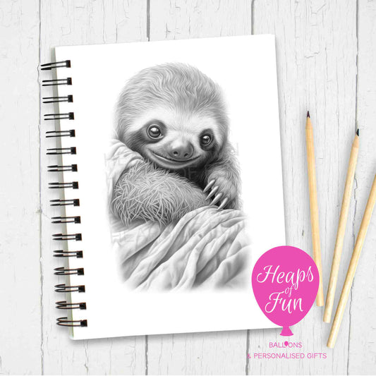A5 Personalised Sloth Notebook – Cute Animal Journal - Sketchy Design