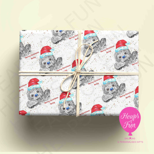 Personalised Sloth Christmas Wrapping Paper – Custom Name Gift Wrap