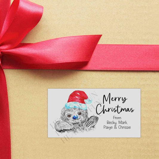 Personalised Sloth Christmas Stickers