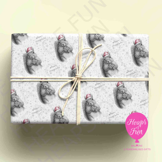 Personalised Squirrel Christmas Wrapping Paper – Custom Name Gift Wrap