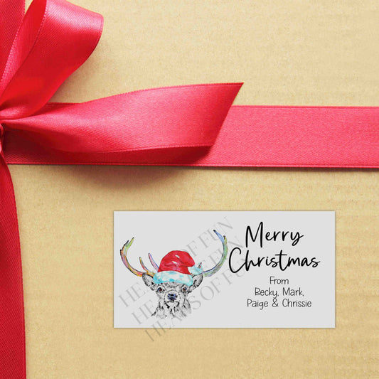 Personalised Stag Christmas Stickers